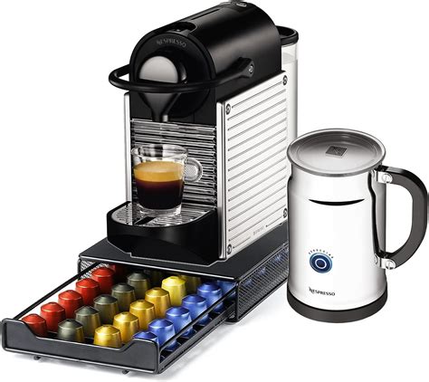 Nespresso Pixie C Chrome Espresso Machine With Aeroccino Plus Milk