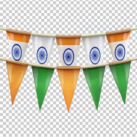 Premium PSD Indian Flag Bunting On Transparent Background