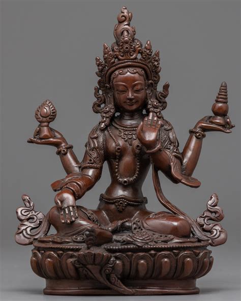 Traditionally Hand-Crafted Laxmi Ma Statue | Buddhist Deity Figurine F