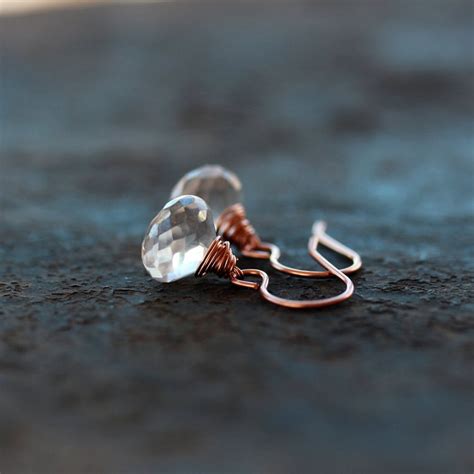 White Moonstone Earrings K Rose Gold Filled Wire June Etsy