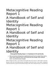 Metacognitive Reading Report A Docx Metacognitive Reading