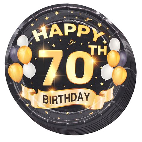 Buy 70th Birthday Plates Black And Gold Dessert Buffet Cake Lunch