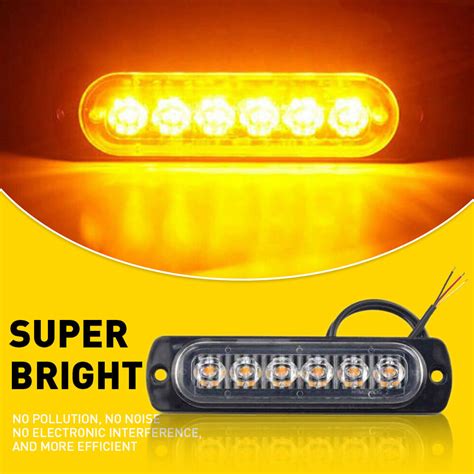 4X LED Strobe Marker Flashing Light Recovery Bar Beacon 12 24V Amber