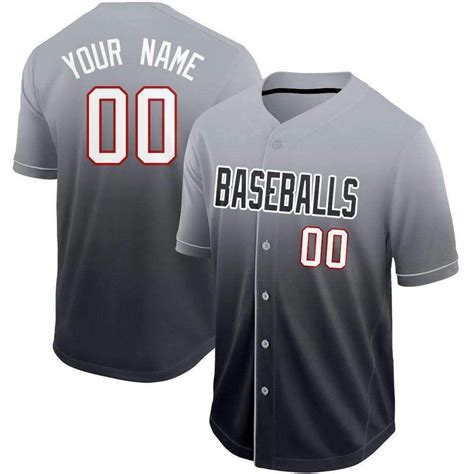 Custom Black White Red Fade Baseball Jersey Inktee Store Custom