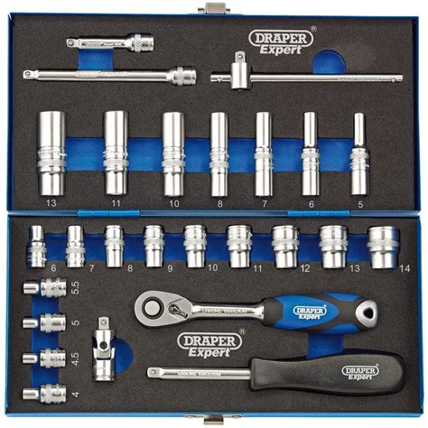 Draper Tools 14 Sq Dr Metric Socket Set In Metal Case 26 Piece For