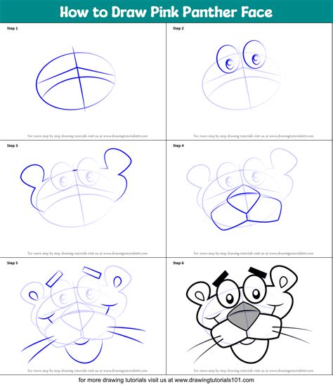 How to Draw Pink Panther Face (Pink Panther) Step by Step ...