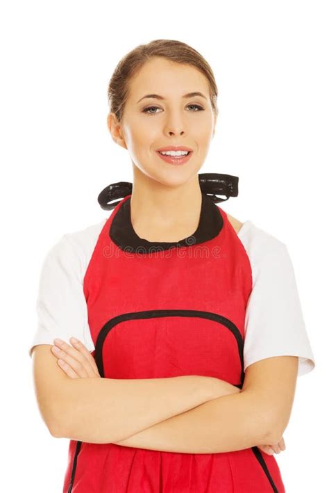 Woman Wearing Apron Stock Image Image Of Smile Looking 46307461