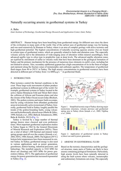 Pdf Naturally Occurring Arsenic In Geothermal Systems In Turkey