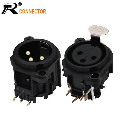 Pair Pces Xlr Conector Pl Stico Preto Pin Xlr Macho F Mea Jack