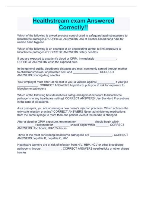 Healthstream exam Answered Correctly!! - Healthstream - Stuvia US