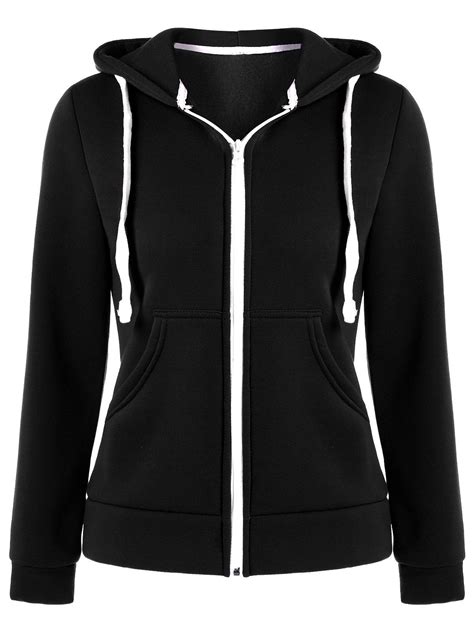 17 Off 2021 Pocket Zipper Pullover Hoodie In Black Dresslily