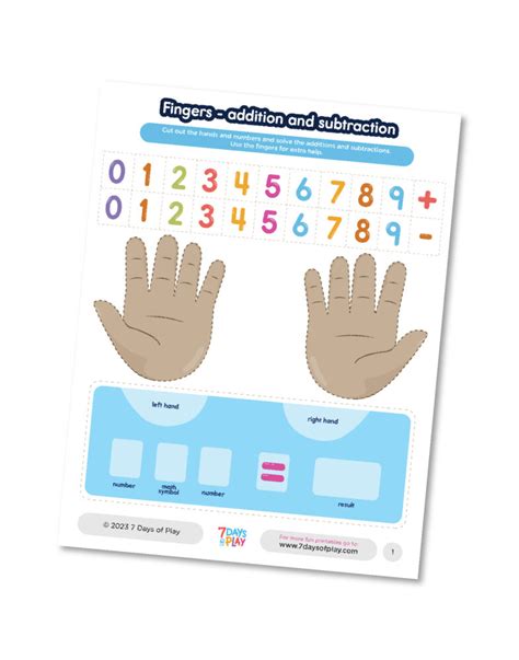 Fingers Addition And Subtraction Printable 7 Days Of Play