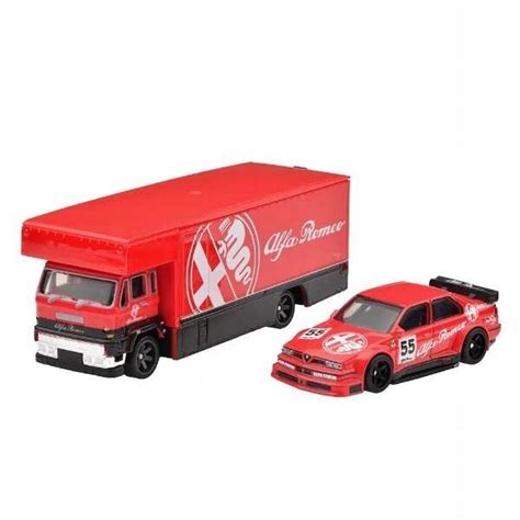 Set Masinute Metalice Hot Wheels Premium Alfa Romeo V Ti Si Fleet Flyer Team Transport Nr