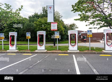 Tesla Charging Stations At The Motorway Services In The UK Electric