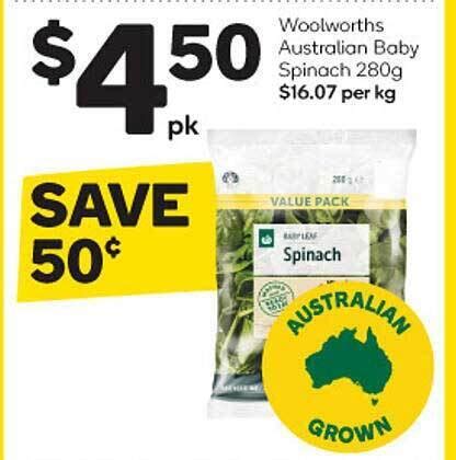 Woolworths Australian Baby Spinach Offer At Woolworths