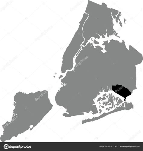 Black Flat Blank Highlighted Location Map Jfk International Airport