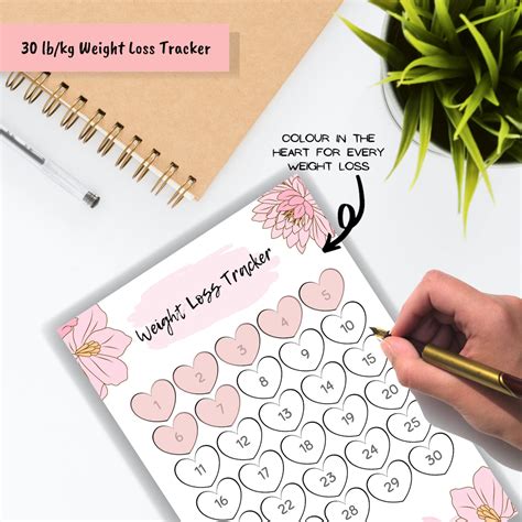 Weight Loss Tracker Printable 30 Lb Kg Weight Loss Chart Motivational