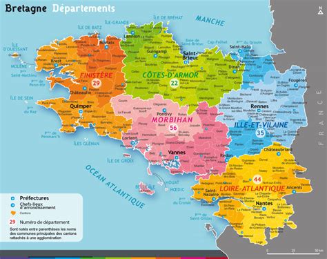 Carte de Bretagne avec villes principales ≡ Voyage - Carte - Plan