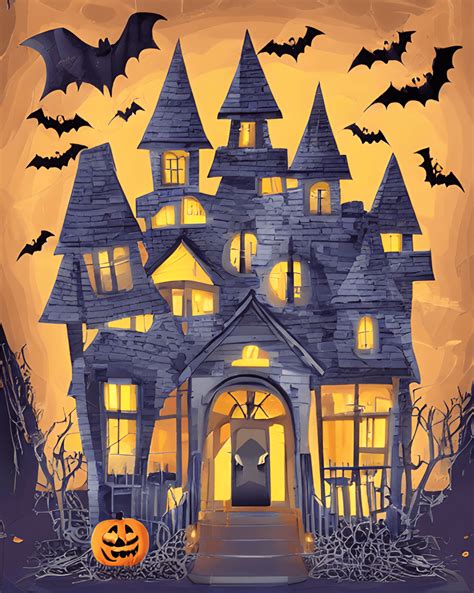 Halloween Background with Haunted House · Creative Fabrica