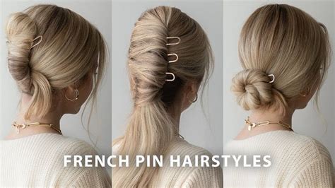 How to: 3 EASY FRENCH PIN HAIRSTYLES Hair Pin Hairstyles For Long Hair ...