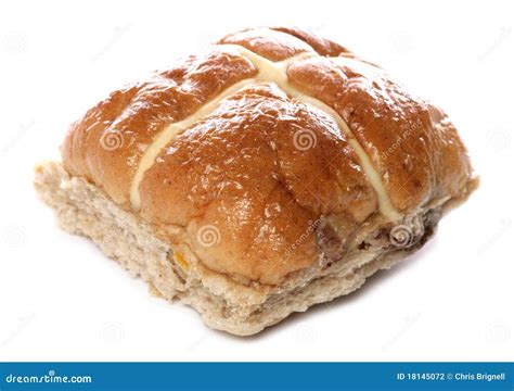 Hot Cross Bun Stock Photo Image Of Eating White Cutout 18145072