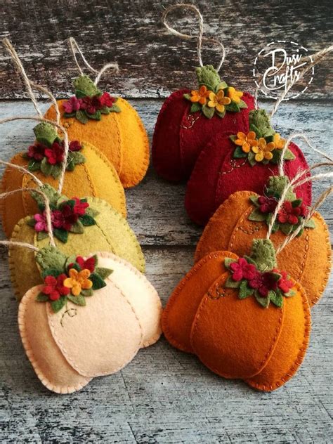 Pumpkin Ornaments With Flowers Fall Decorations Autumn Etsy Canada