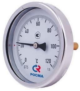 Термометр Росма БТ-51, 0-120°, 1/2" D100мм, гильза 64мм, заднее ...