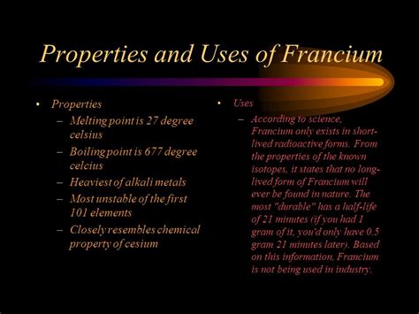 Uses Of Francium