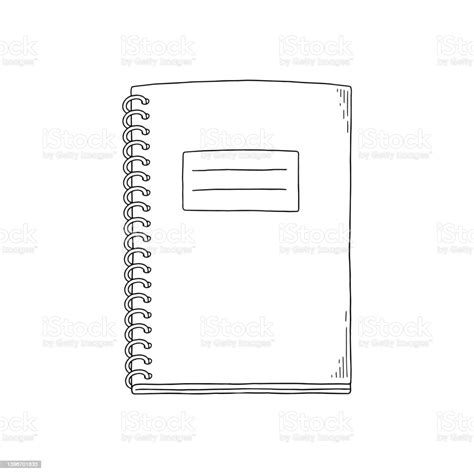 Notepad Spiral Kosong Atau Ilustrasi Vektor Yang Digambar Tangan