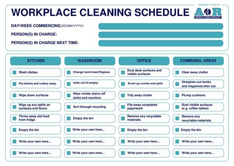 Free Printable Cleaning Schedule Templates [pdf Excel Word]