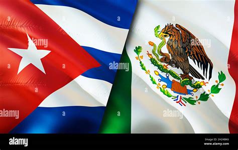 Cuba and Mexico flags. 3D Waving flag design. Cuba Mexico flag, picture ...