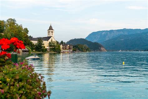 St. Wolfgang Waterfront with Wolfgangsee Lake, Austria Stock Photo ...