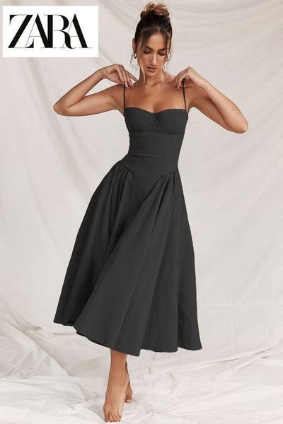 Zara Платье комбинация шелковое миди Треккинг, Женский, На любой сезон ...