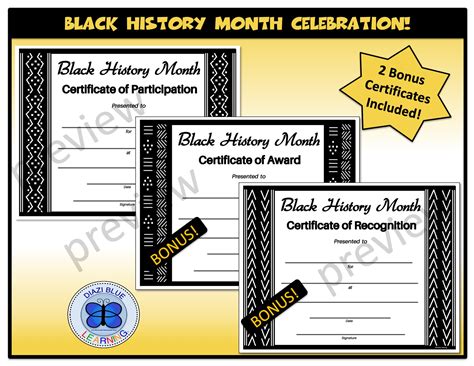 Free printable black history certificates, Download Free printable