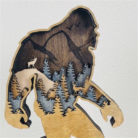 Layer Bigfoot Sasquatch Laser Cutting File Svg Dxf Lightburn Etsy