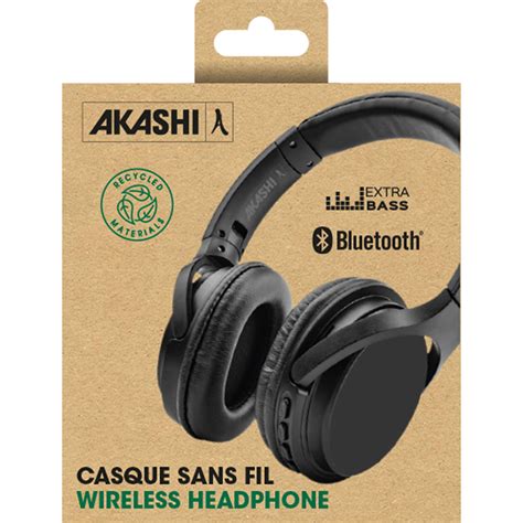 Akashi Casque Eco Sans Fil Bluetooth 5 0 Noir Kit piéton et Casque