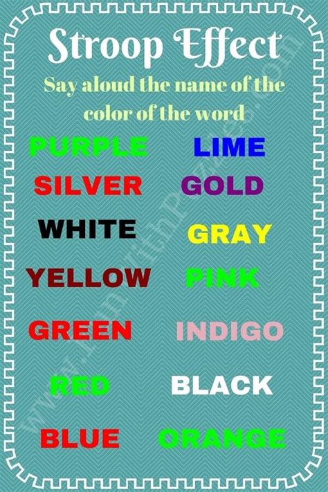 Printable Stroop Test