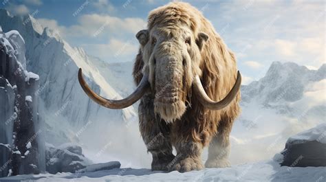 Premium Photo | In the depths of the ice age a woolly mammoth roams the ...