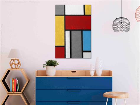 Tableau moderne Composition de Mondrian motif géométrique inspiré de