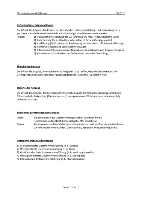 Mitschrift Vorlesungsnotizen Organisation Und Ss Definition