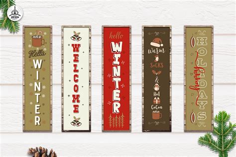 Christmas Porch Signs Bundle | Winter Vertical Signs - Design Cuts