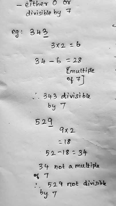 Divisibility Rules 7 Divisibility Rule Maths Trick Tnpsc Bank Railway Shorts Video Youtube