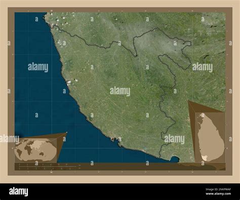 Galle District Of Sri Lanka Low Resolution Satellite Map Corner