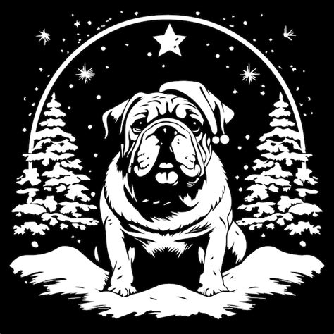 Premium Vector | Silhouette bulldog dog christmas design