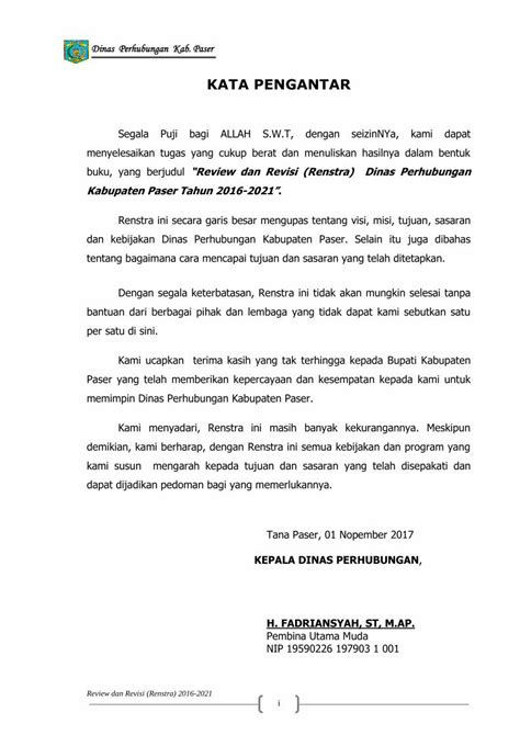 PDF KATA PENGANTAR Renstra Ini Secara Garis Besar Mengupas Tentang