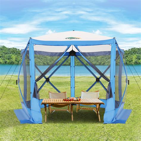 Cobizi 12x12 Pop Up Gazebo Canopy Portable Waterproof Uv Resistant 8 Person Cerulean Blue