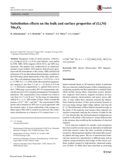 Pdf Substitution Effects On The Bulk And Surface Properties Of Lini