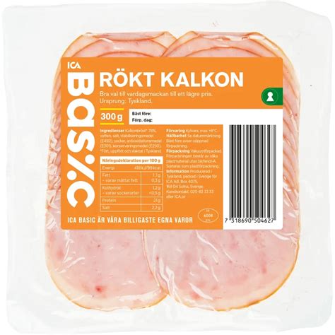 Rökt Kalkon 300g ICA Basic Handla mat online från din lokala ICA butik