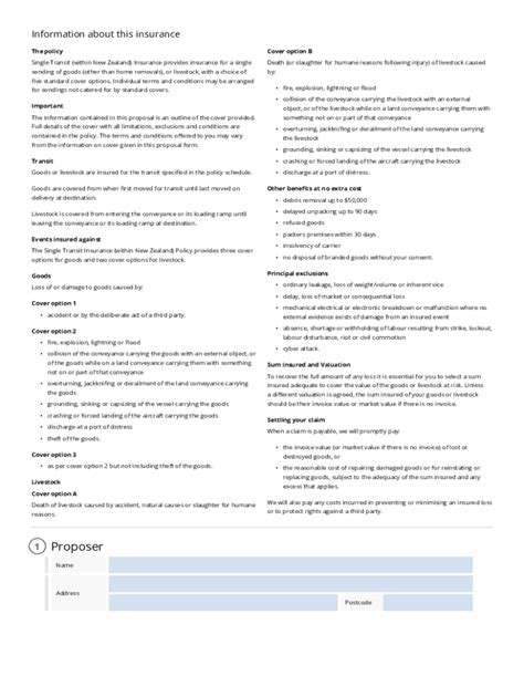 Fillable Online Single Transit Insurance Product Disclosure Statement