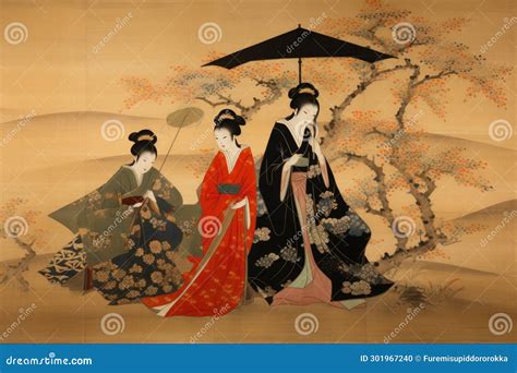 Japanese Art Female Edo Period Stock Illustration Illustration Of